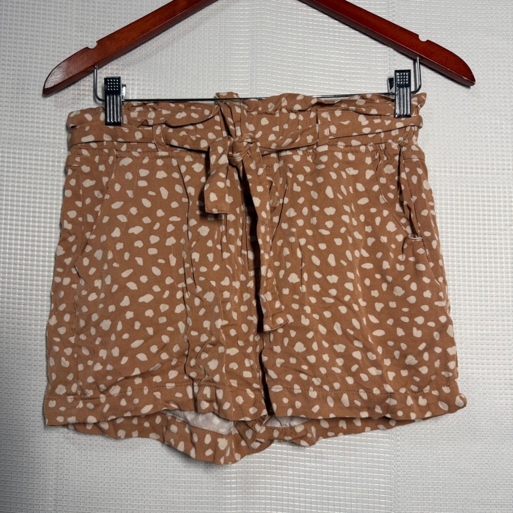 Thread + Supply Paperbag Shorts‎ Women's Small Brown Clay Polka Dot Tie Waist